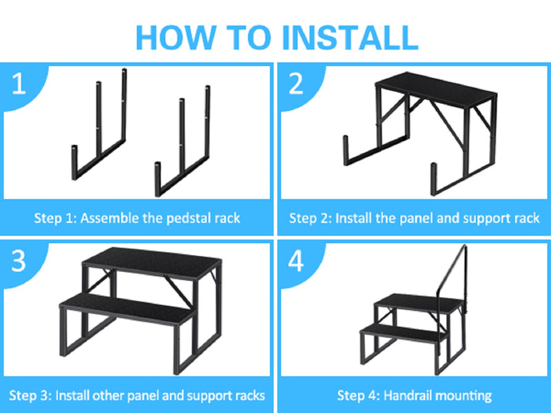 2 Step Ladder with Handrail, Swimming Pool Ladder Above Ground, 660 lb Load Capacity RV Steps with Anti-Slip Panel, Mobile Home Stairs