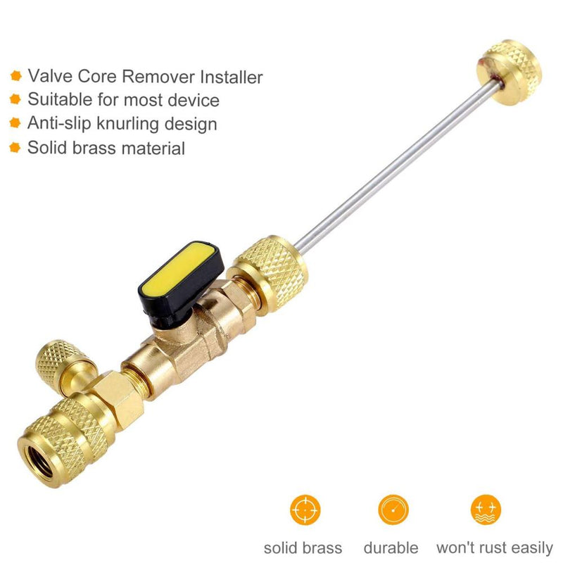 NEW Valve Core Remover/Installer with Dual Size SAE 1/4 & 5/16 Port Air Conditioning Line Repair Tools for HVAC R32 R410A