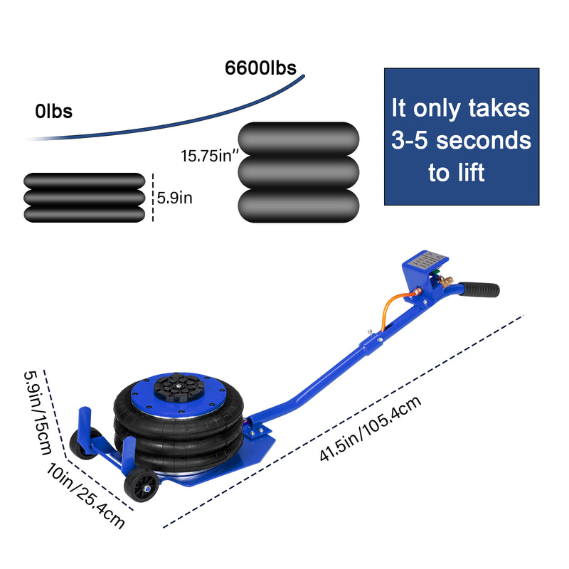 3T Round Handle  AirBag Jack Blue