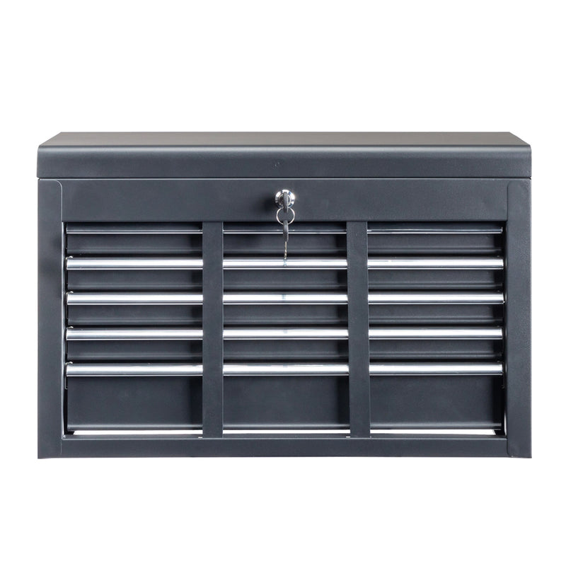 Hard-wearing black steel tool box