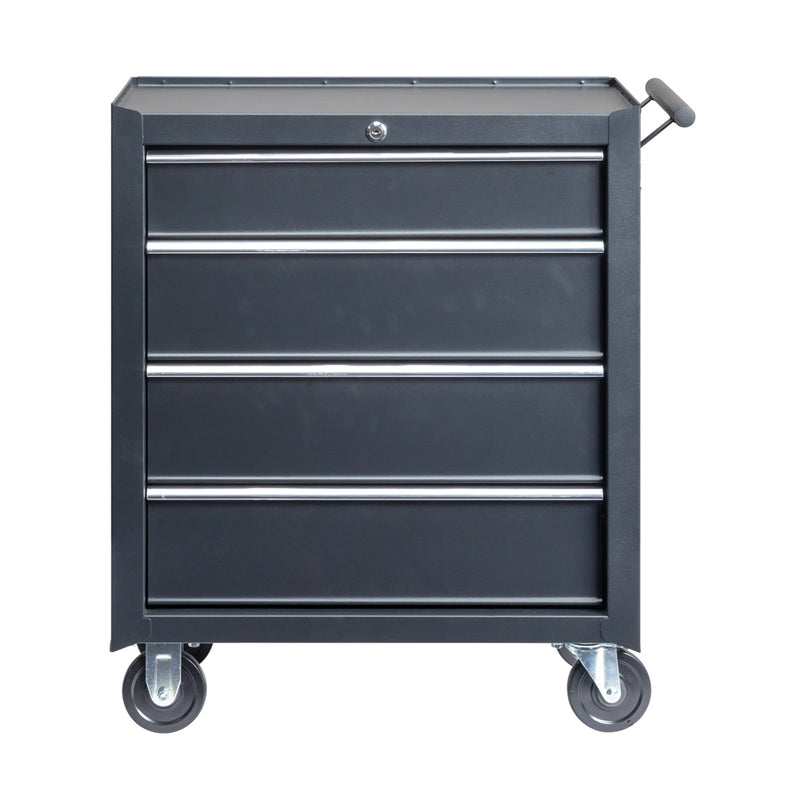 Hard-wearing black steel tool box