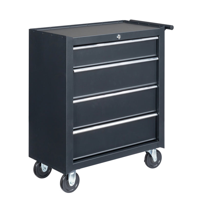 Hard-wearing black steel tool box