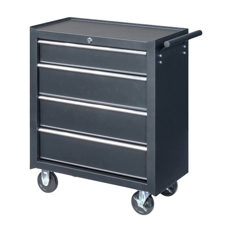 Hard-wearing black steel tool box