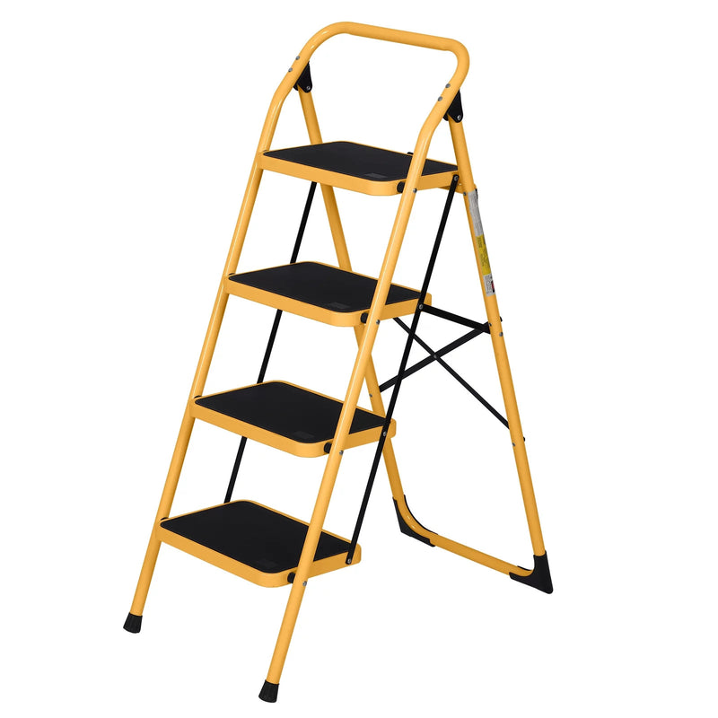 4-Step Ladder Lightweight Step Stool 330 lb Load Capacity Iron  Yellow