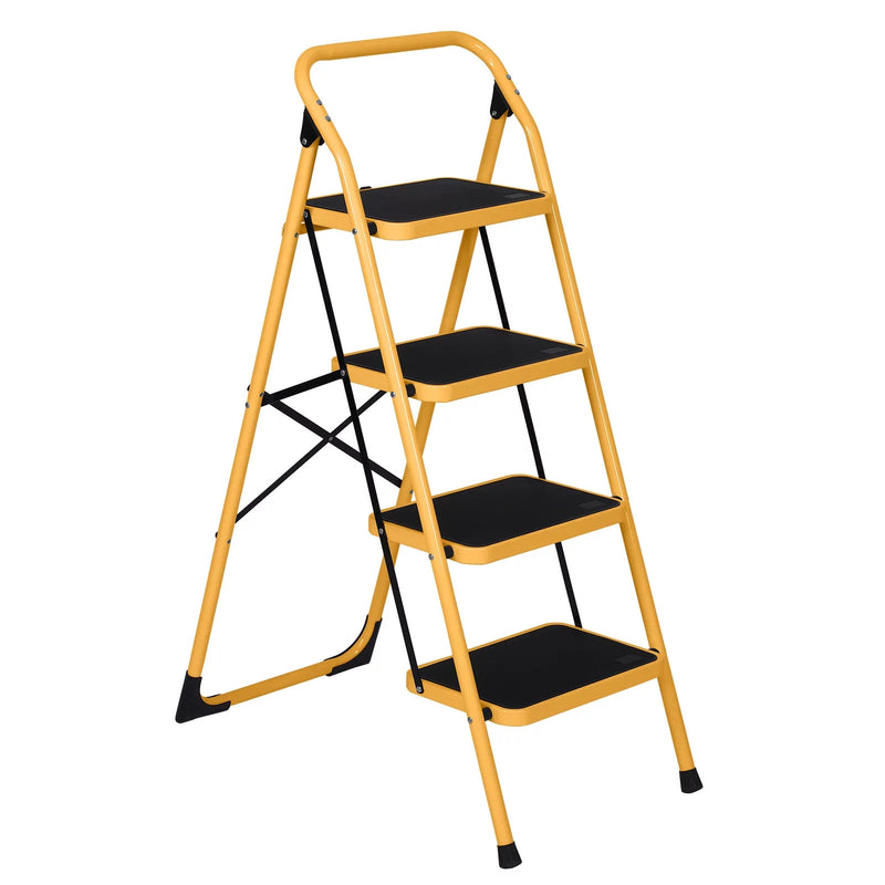 4-Step Ladder Lightweight Step Stool 330 lb Load Capacity Iron  Yellow