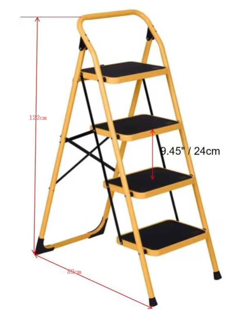 4-Step Ladder Lightweight Step Stool 330 lb Load Capacity Iron  Yellow