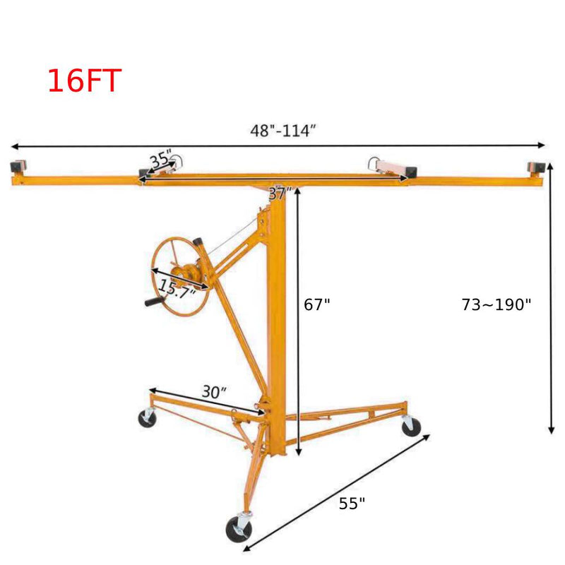 16FT Drywall Lifter Panel Hoist Jack Rolling Caster Construction Lockable 150lbs