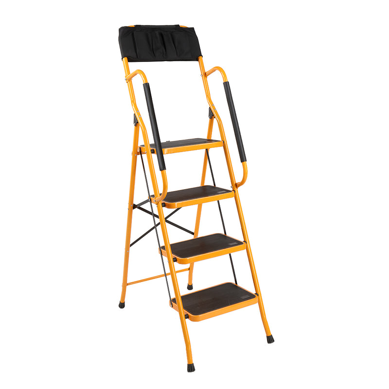 Iron 4-step step ladder with handrails ginger