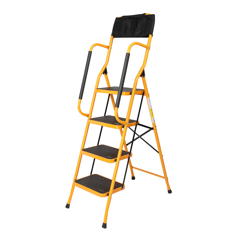 Iron 4-step step ladder with handrails ginger