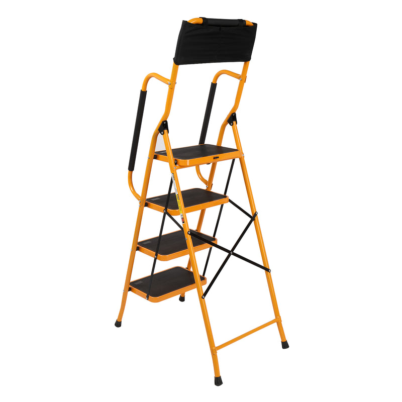 Iron 4-step step ladder with handrails ginger