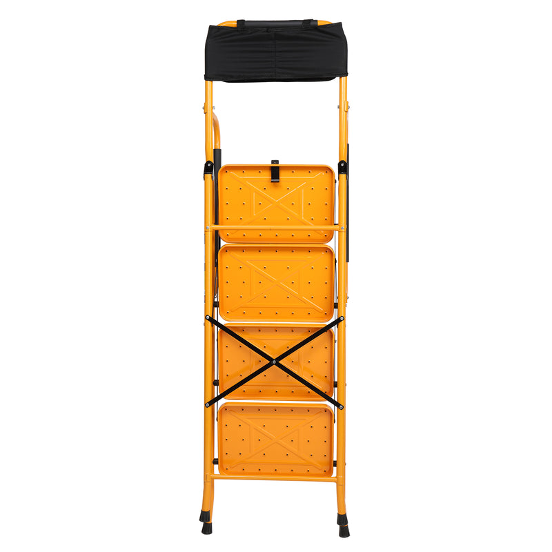 Iron 4-step step ladder with handrails ginger