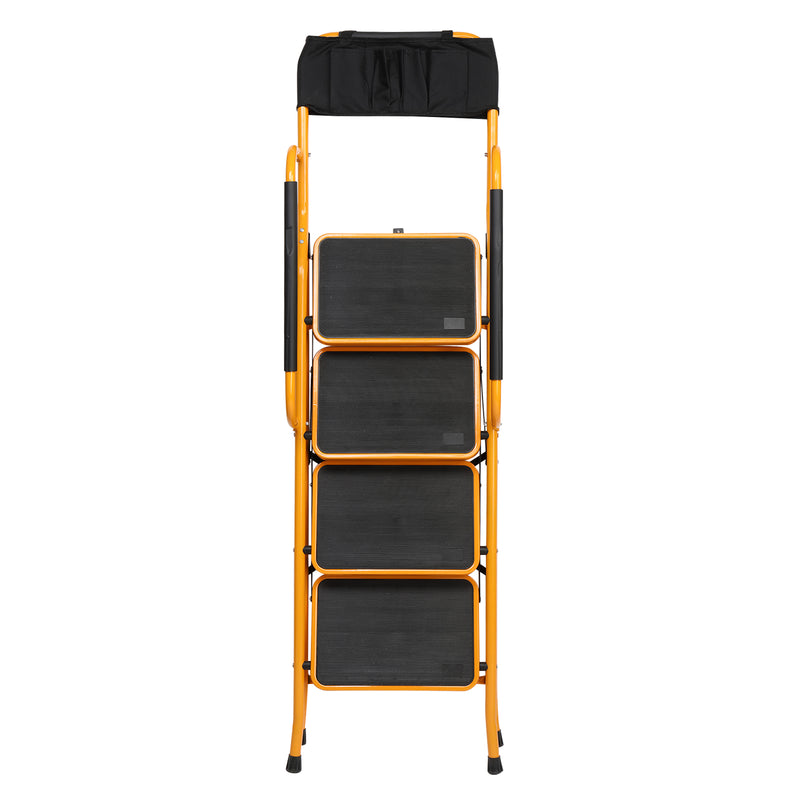 Iron 4-step step ladder with handrails ginger