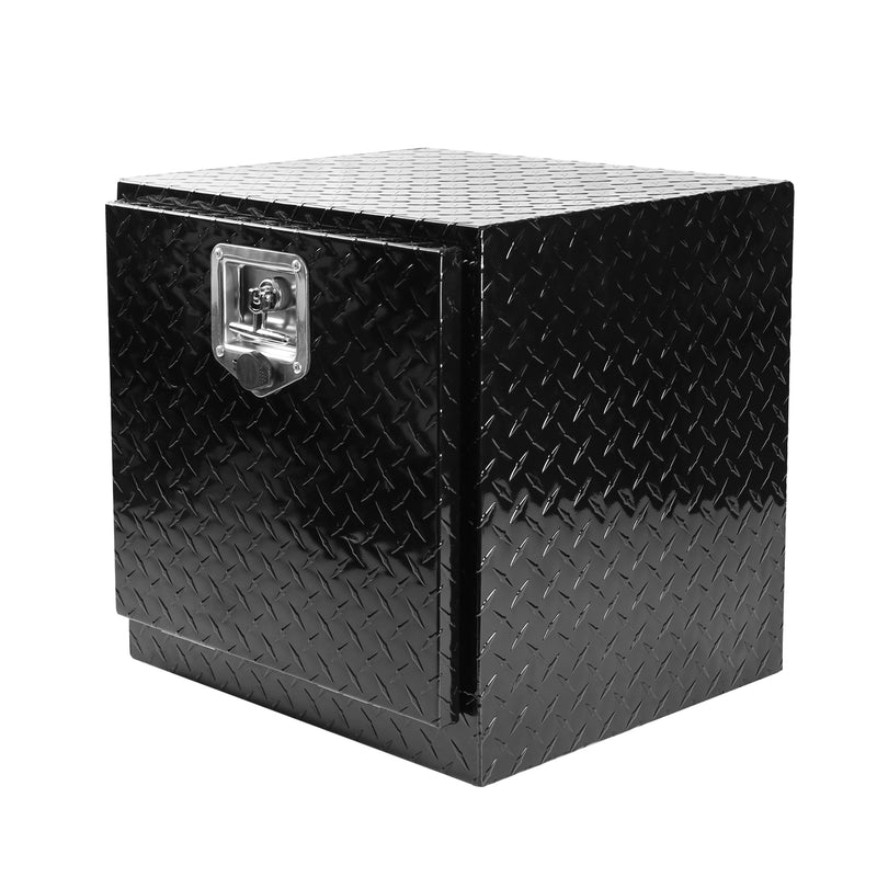 18 Inch Heavy Duty Aluminum Diamond Plate Tool Chassis Box, Waterproof Square Truck Storage Organizer with T-Handle Lock and Key