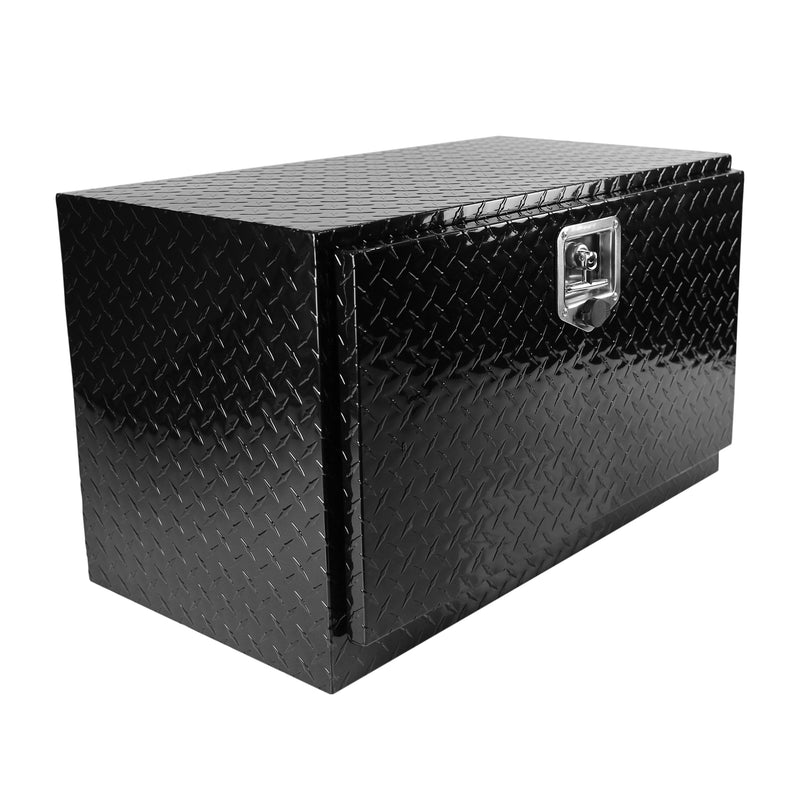 Black 30 Inch Aluminum Bar Plated Tool Box Pickup Truck Bed RV Trailer Tool Box Waterproof Square Storage Organizer with Lock and Key (30.1"×17.1"×17.9")