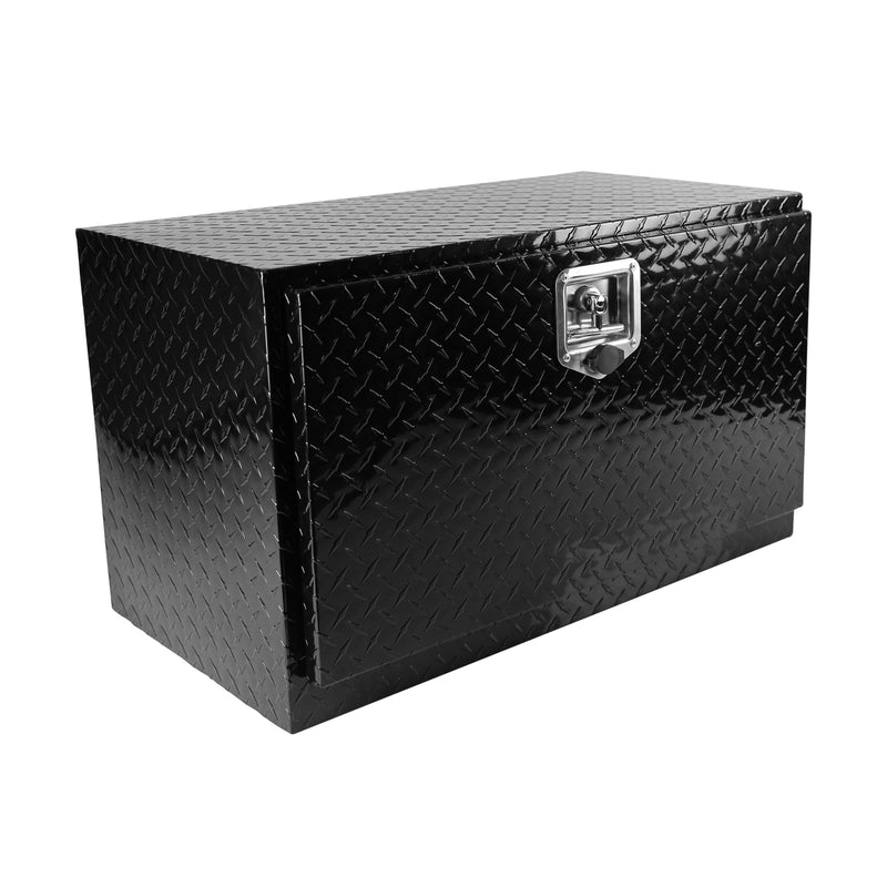 Black 30 Inch Aluminum Bar Plated Tool Box Pickup Truck Bed RV Trailer Tool Box Waterproof Square Storage Organizer with Lock and Key (30.1"×17.1"×17.9")