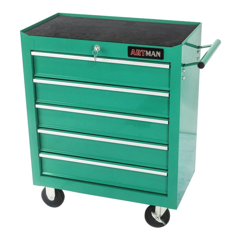 5-Drawer Multifunctional Tool Cart with Wheels – Green