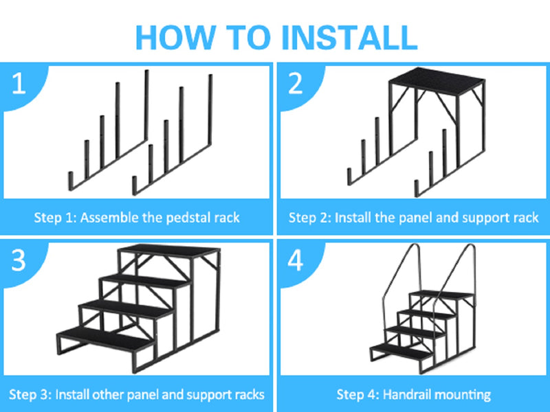 4 Step Ladder with Handrails, Above Ground Pool Ladder, 660 lb Load Capacity RV Steps