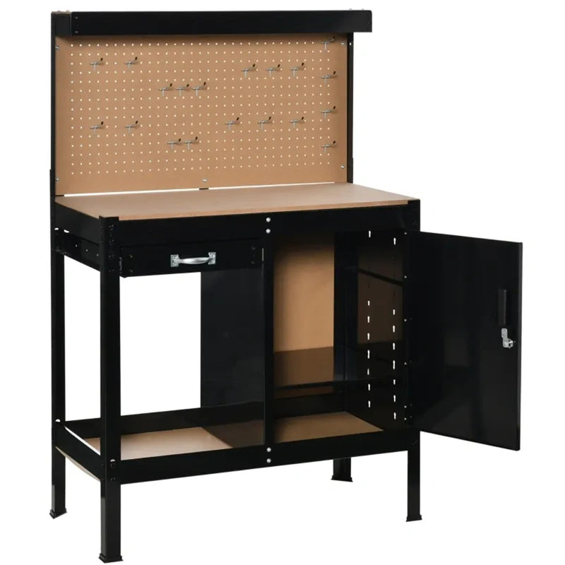 Multipurpose Tool Table Storage Cabinet with Keys Workshop Tool Table with Slide Drawer