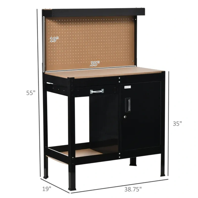 Multipurpose Tool Table Storage Cabinet with Keys Workshop Tool Table with Slide Drawer