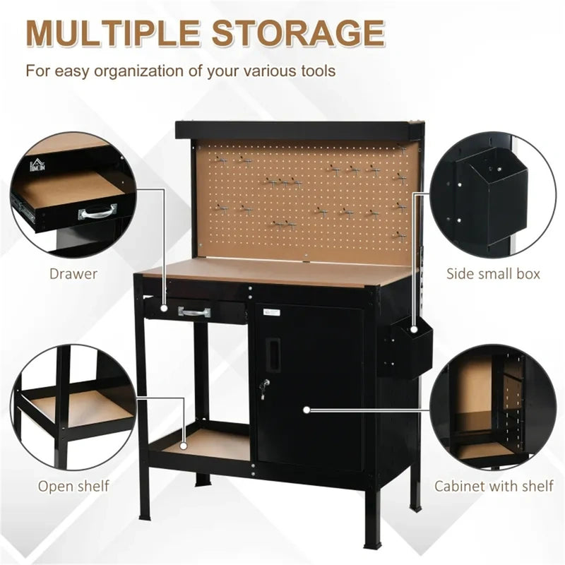 Multipurpose Tool Table Storage Cabinet with Keys Workshop Tool Table with Slide Drawer