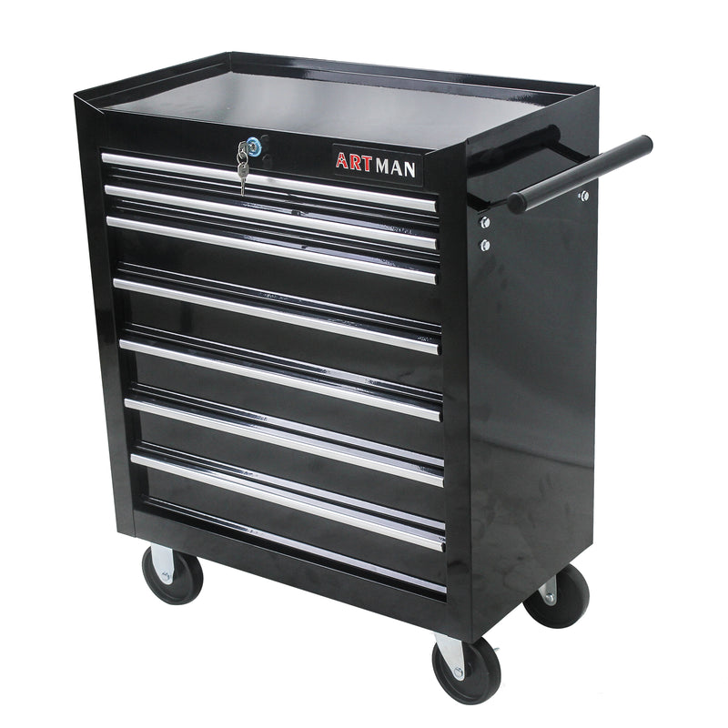 7 Drawer Multi-Purpose Tool Cart with Wheels - Black