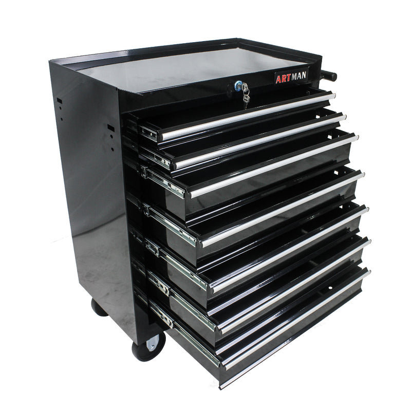 7 Drawer Multi-Purpose Tool Cart with Wheels - Black