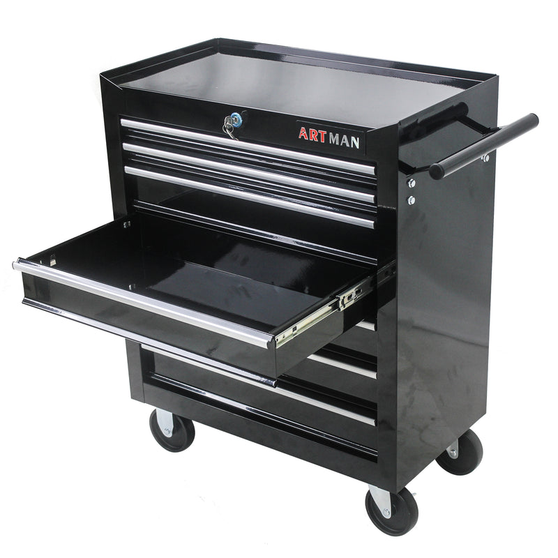 7 Drawer Multi-Purpose Tool Cart with Wheels - Black