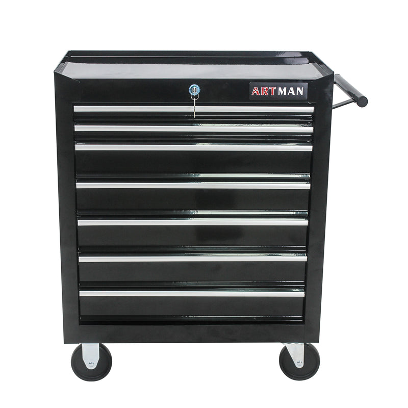 7 Drawer Multi-Purpose Tool Cart with Wheels - Black