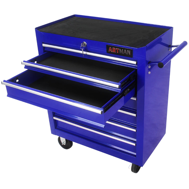 7-Drawer Multifunctional Tool Cart with Wheels – Blue