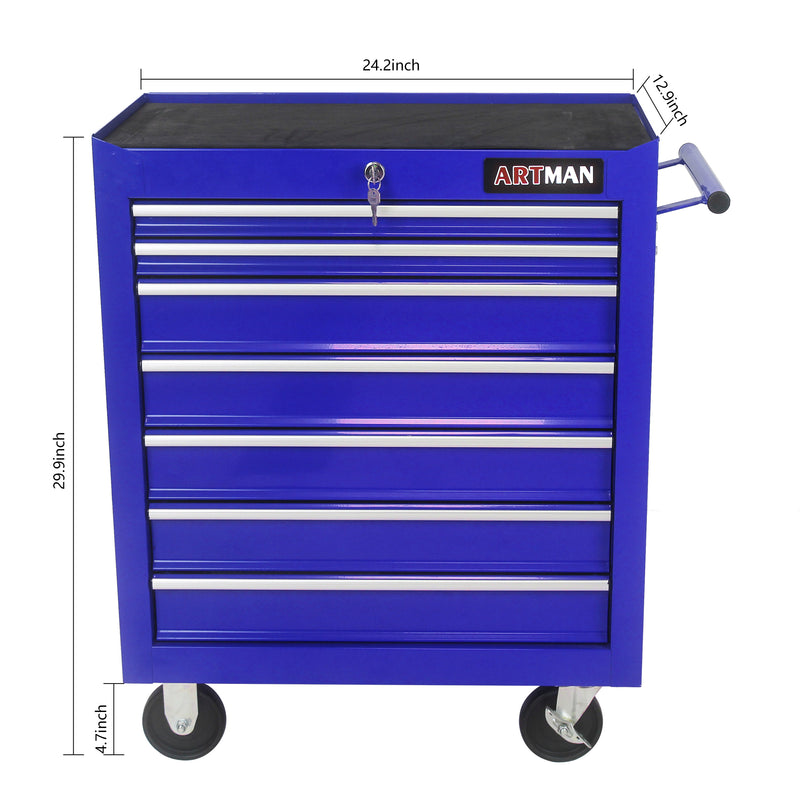 7-Drawer Multifunctional Tool Cart with Wheels – Blue