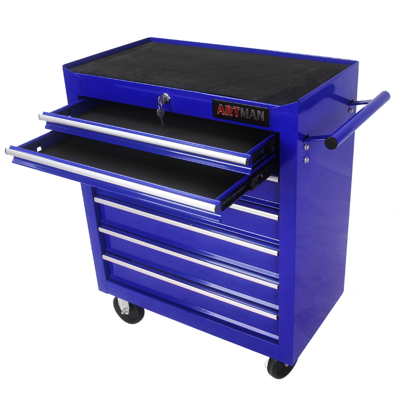 7-Drawer Multifunctional Tool Cart with Wheels – Blue