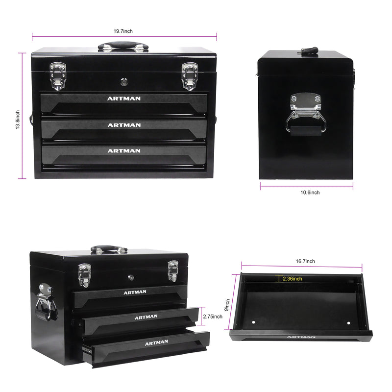 3 Drawers Tool Box with Tool Set