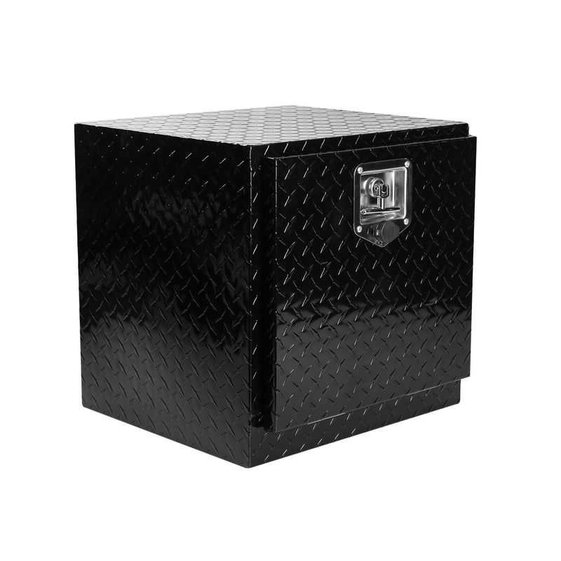 18 Inch Heavy Duty Aluminum Diamond Plate Tool Chassis Box, Waterproof Square Truck Storage Organizer with T-Handle Lock and Key