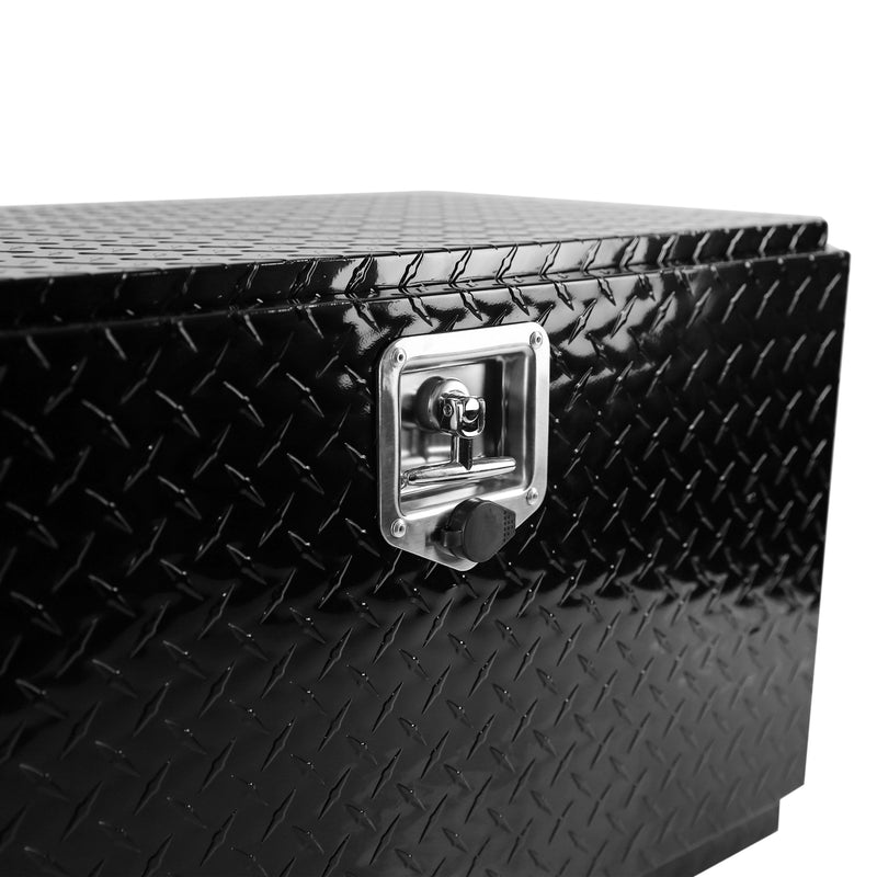 Black 30 Inch Aluminum Bar Plated Tool Box Pickup Truck Bed RV Trailer Tool Box Waterproof Square Storage Organizer with Lock and Key (30.1"×17.1"×17.9")