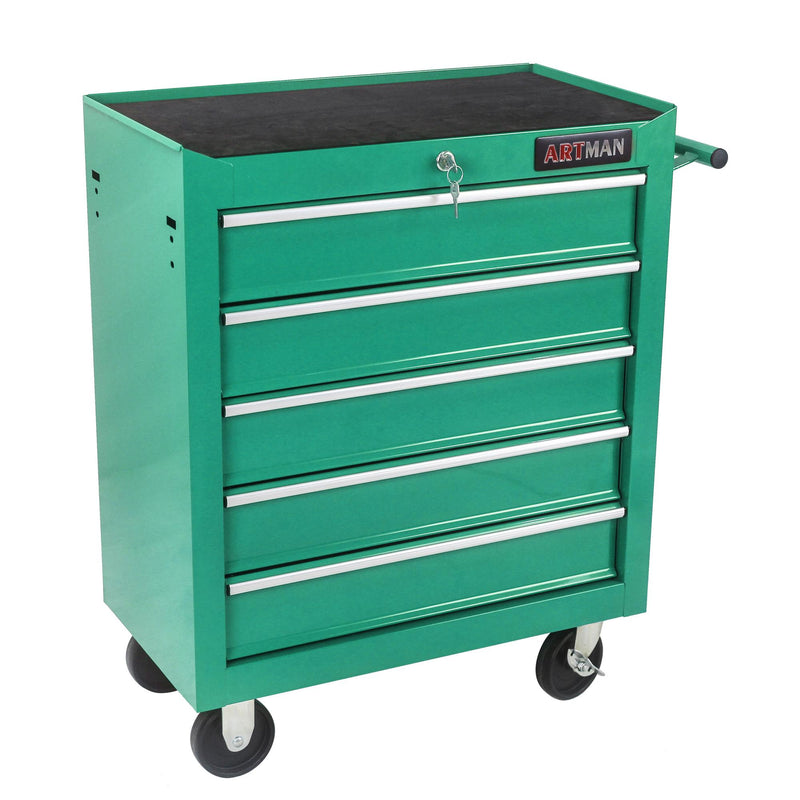 5-Drawer Multifunctional Tool Cart with Wheels – Green