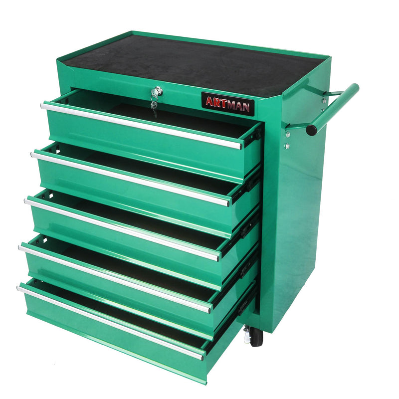 5-Drawer Multifunctional Tool Cart with Wheels – Green