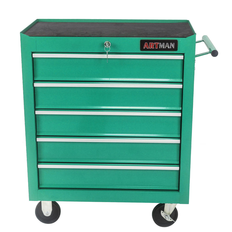 5-Drawer Multifunctional Tool Cart with Wheels – Green