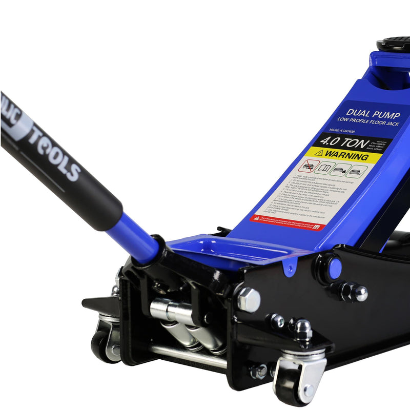 4 Ton Low Profile Floor Jack Heavy Duty Steel Racing Dual Piston Quick Lift 4"-21" Lifting Range