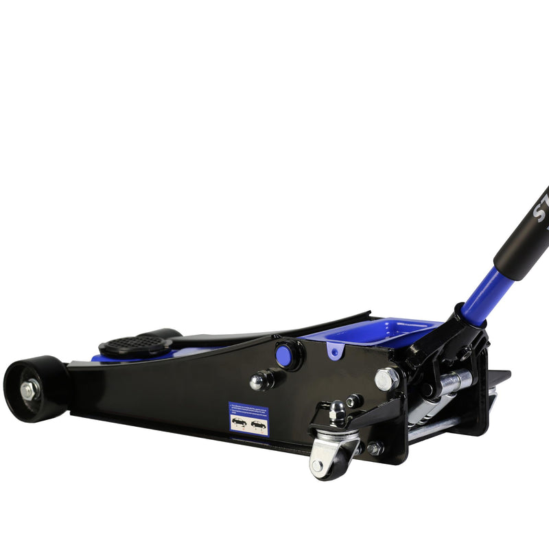 4 Ton Low Profile Floor Jack Heavy Duty Steel Racing Dual Piston Quick Lift 4"-21" Lifting Range