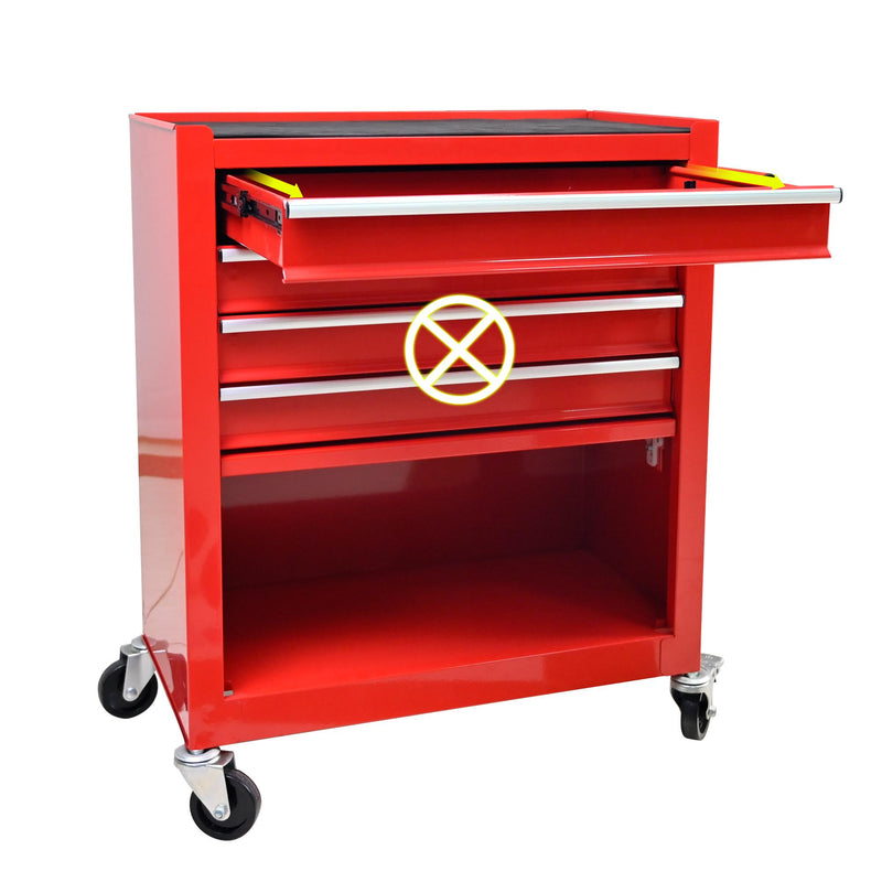 4 Drawers Tool Cabinet with Tool Sets-RED