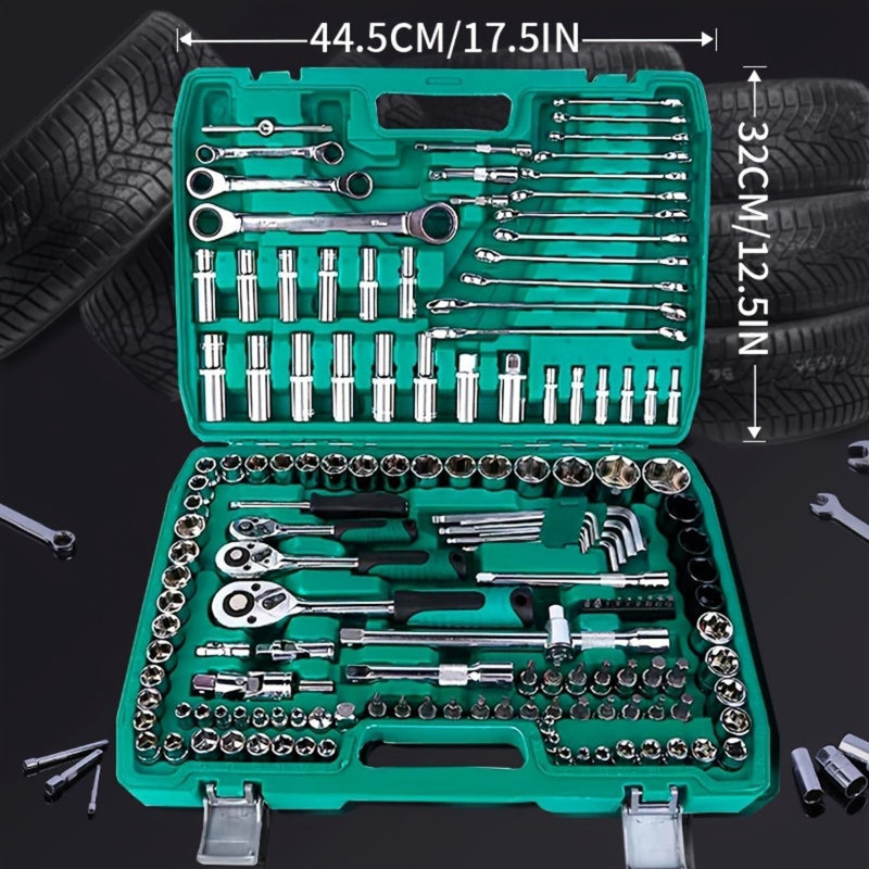 151 piece chrome vanadium steel auto repair 72 tooth quick ratchet wrench dual-purpose wrench extension socket tool set