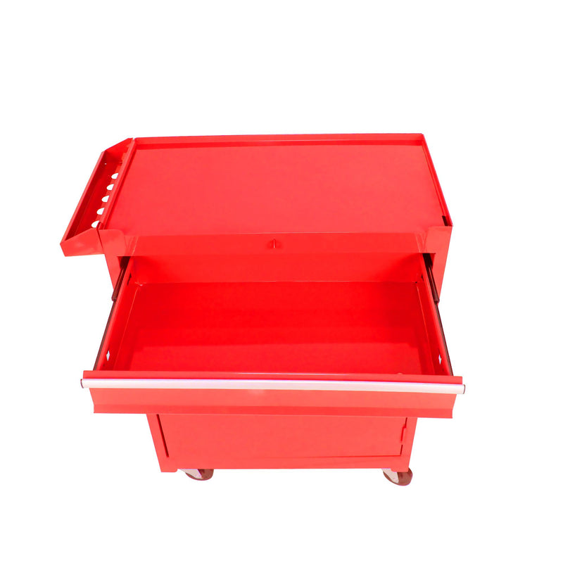 Detachable 5 Drawer Tool Chest with Bottom Cabinet and One Adjustable Shelf--Red