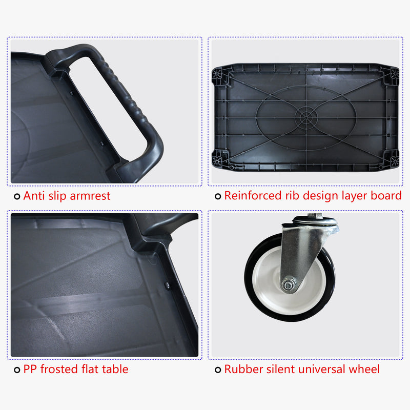 Three-layer thickened plastic mobile tool cart