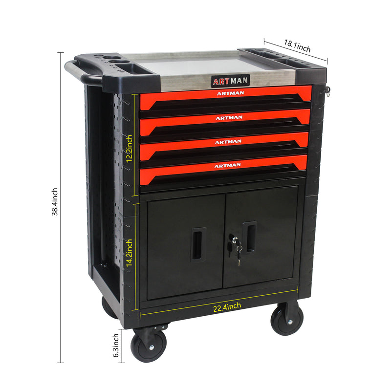 Removable 4 drawer tool cart with lock