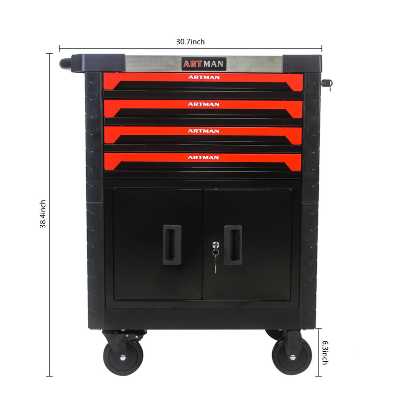 Removable 4 drawer tool cart with lock