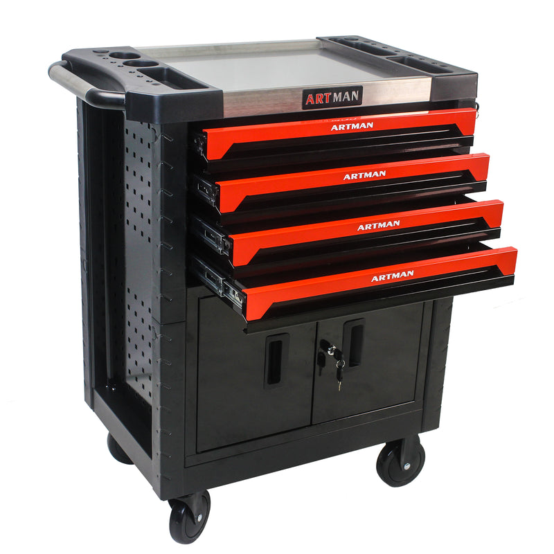 Removable 4 drawer tool cart with lock