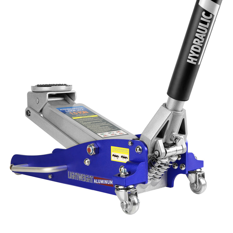 Hydraulic Low Profile Aluminum Steel Racing Floor Jack Dual Piston Quick Lift 1.5 Ton 3000lb Capacity Blue