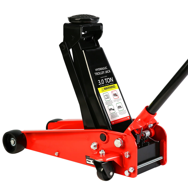 Hydraulic Trolley Low Profile Steel Racing Floor Jack 3Ton 6000lb Capacity Piston Quick Lift 5.1"-20" Lifting Range