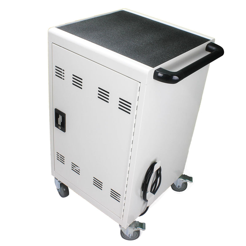 Mobile Charging Cart and Cabinet for Tablets and Laptops with Combination Lock White