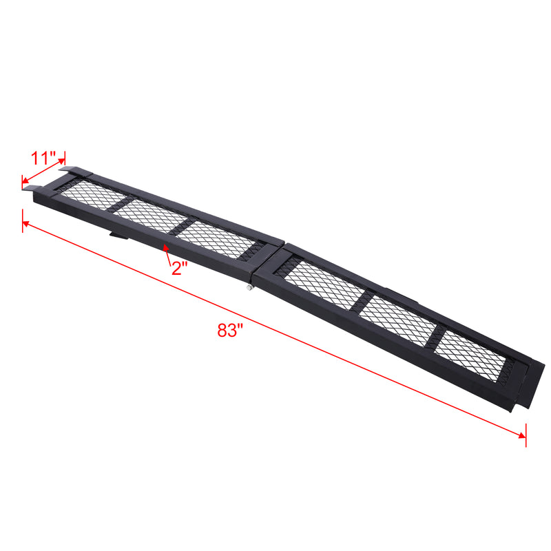 80" Steel Loading Ramp, 500 lb Capacity Foldable ATV Ramp for Pickup Trucks, Black, 1-Pack